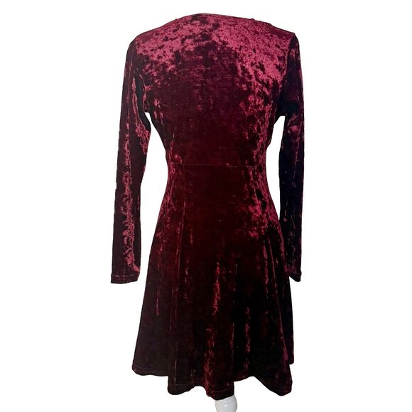 Vtg 90s Luly K Burgundy Velour Button Front Dress Women’s 6 Whimsigoth Holiday - Picture 2 of 9